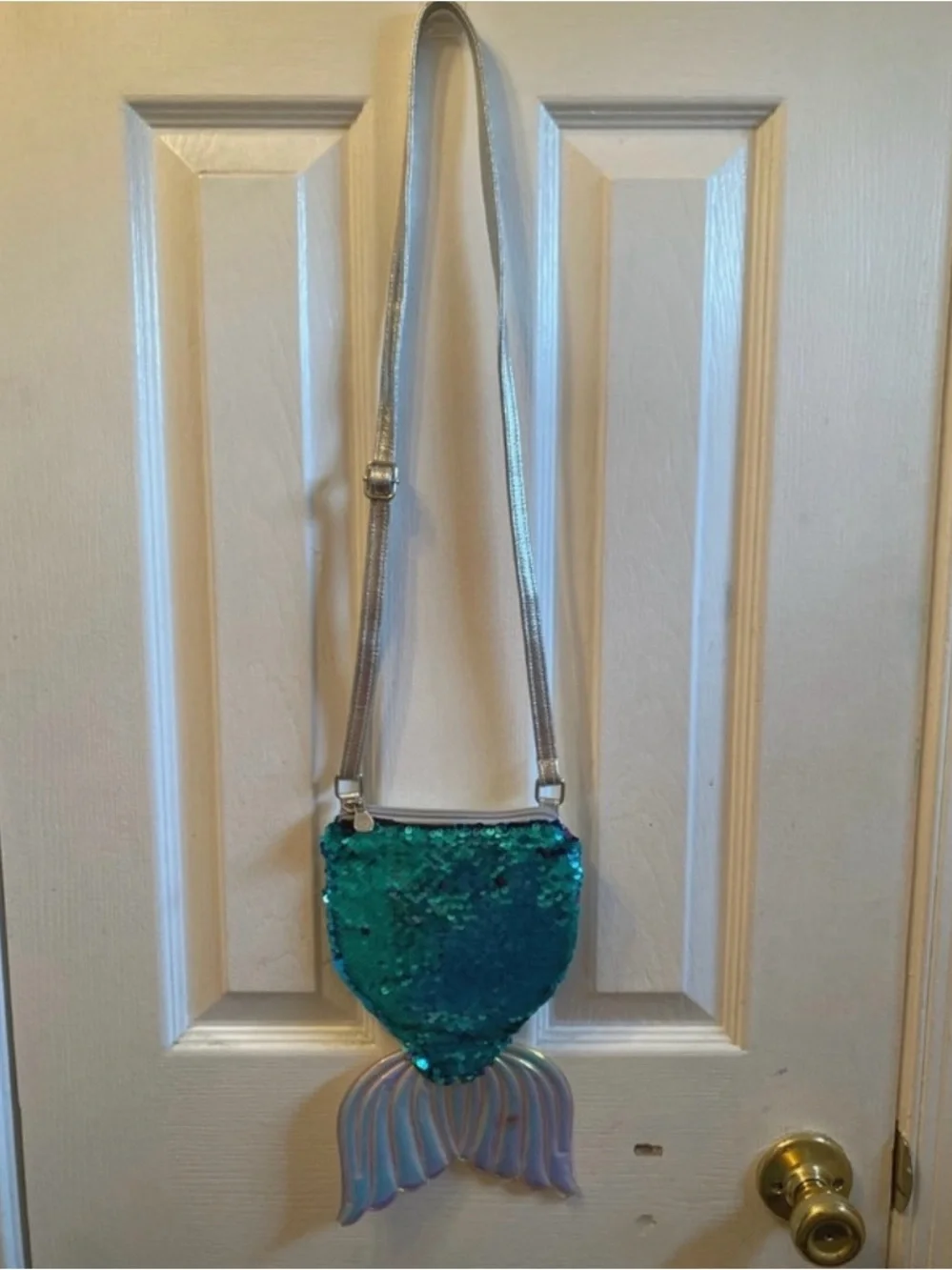 Justice Teal Sequin Mermaid Crossbody Bag with Iridescent Tail